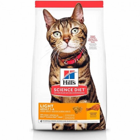 Hills Science Diet Adult Light para Gatos 1 a 6 años con Sobre Peso 3,1 Kg. - hills science diet 