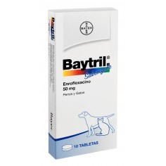 Baytril Enrofloxacino 50 mg 10 comprimidos - ELANCO - laboratorio Bayer/Elanco 