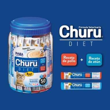 INABA Churu DIET Estimulador de apetito 50 tubos de 14g sabor atún y pollo - Ciao 