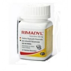 RIMADYL 100 mg. Carprofeno 14 tabletas Anti inflamatorio Zoetis - Laboratorio Zoetis 