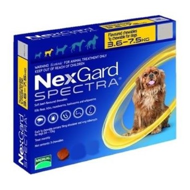 Nexgard SPECTRA Antiparasitario Perros entre 3,6 a 7,5 Kg. 1 dosis - NEXGARD SPECTRA 